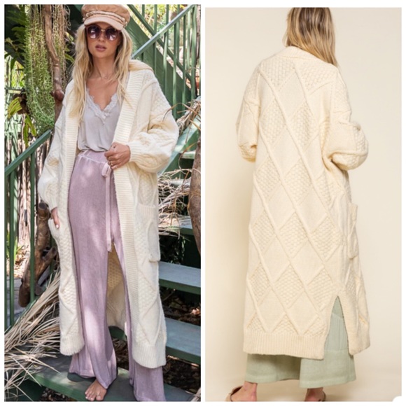 POL Sweaters - NEW POL Maxi Balloon Sleeve Cardigan - Vanilla Cream